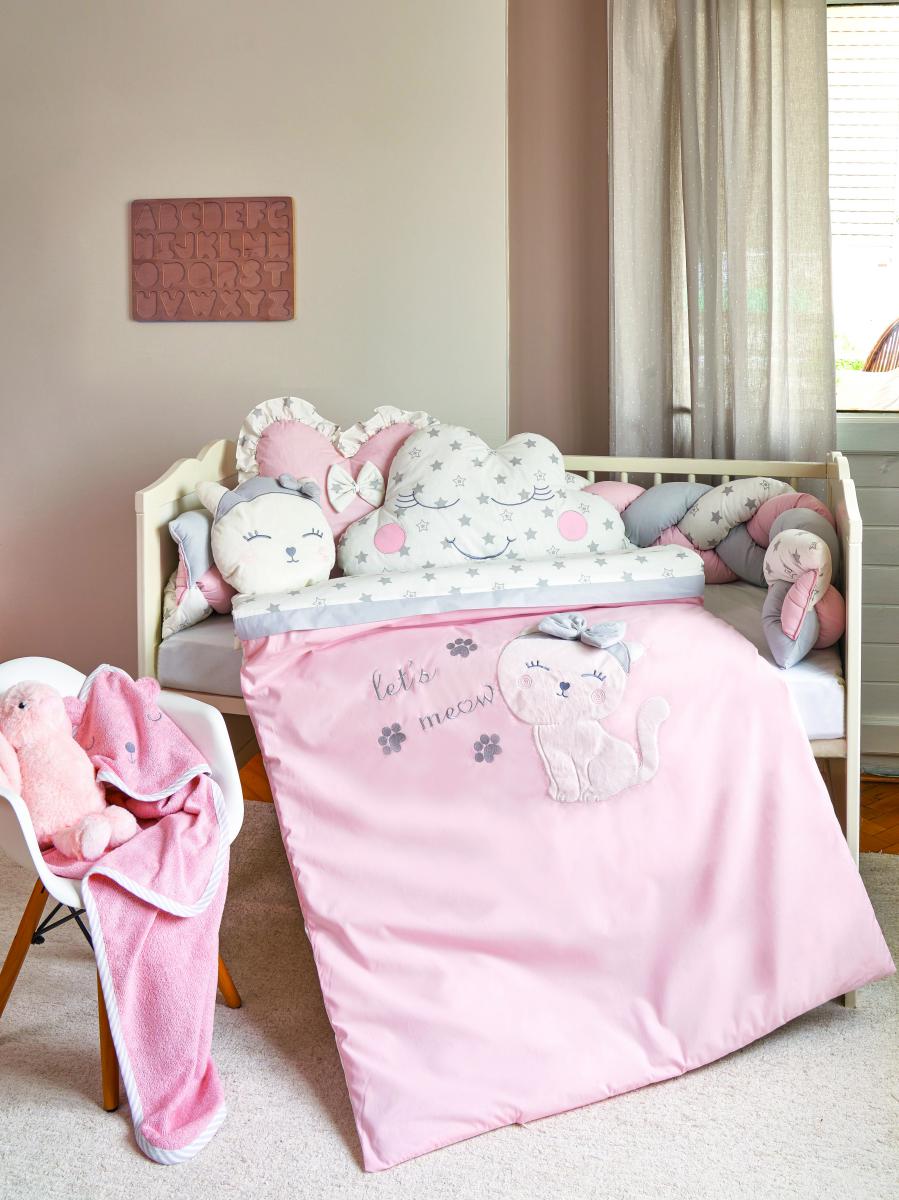 Cute Cat baby bed/cot set 7pc image 0